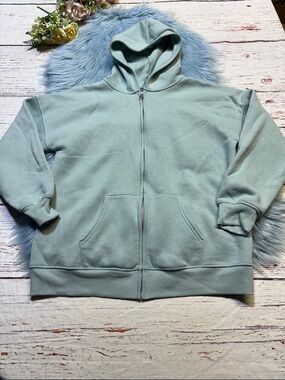 SO Mint Green Oversized Hoodie Fleece Lined Zip Up sz XL
